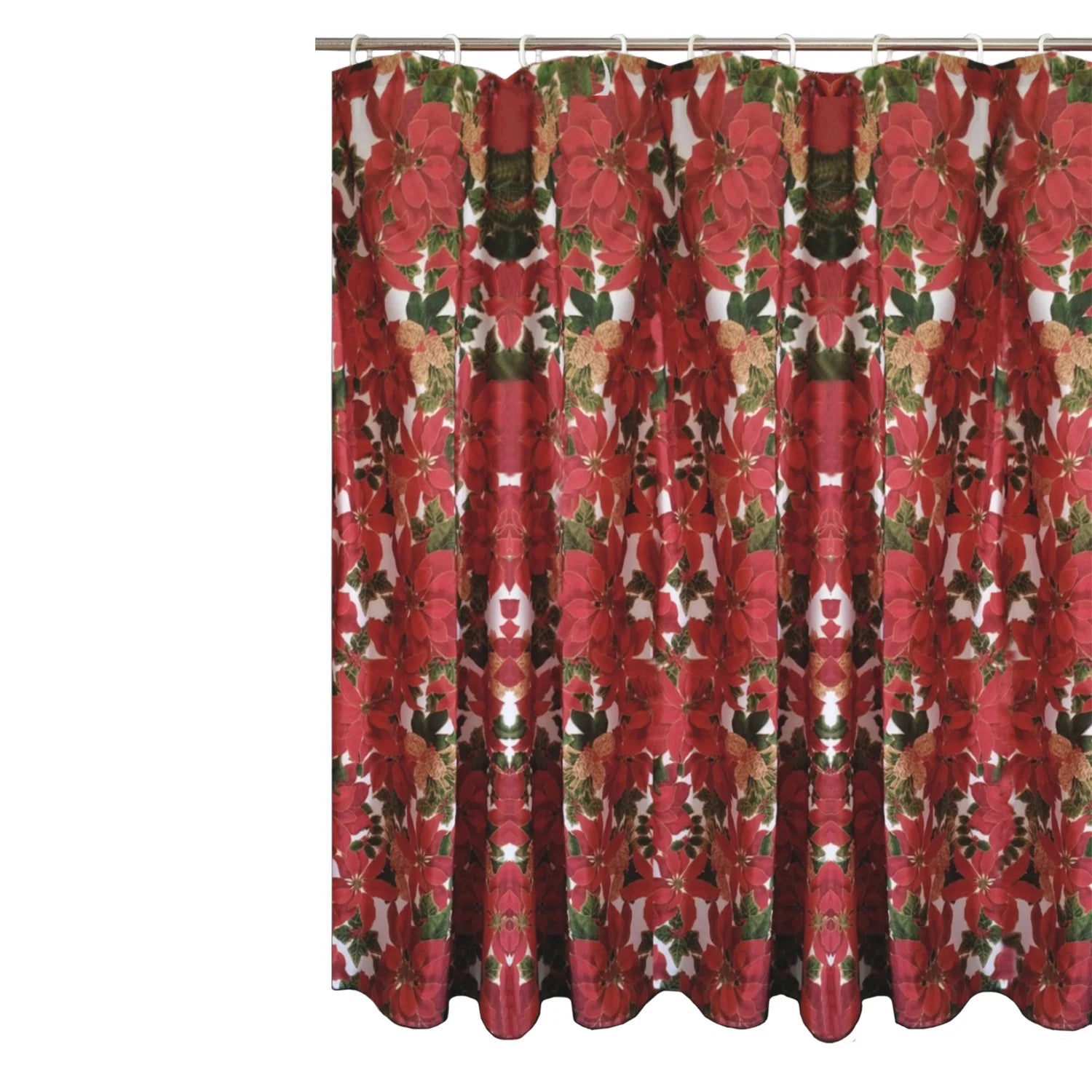 Decorative Christmas Printed Design Shower Curtain, 72" X 72", Botanical