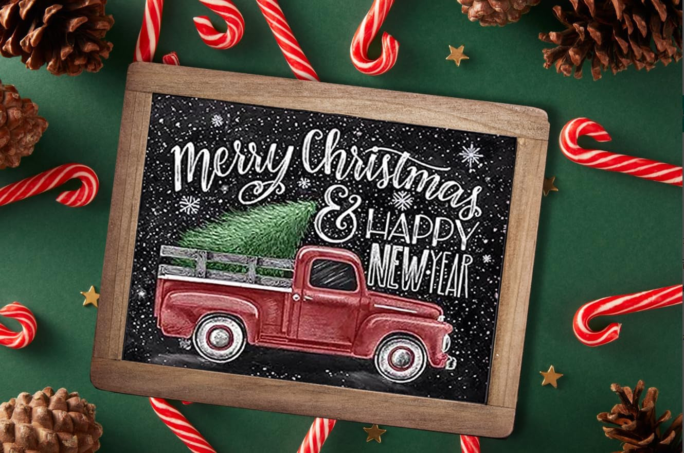Diamond Art Kit Christmas Truck Diamond Art Painting Kit for Adults Merry Christmas Diamond Art Painting with Gem Art Craft for Holiday Decor,10X12 Inches